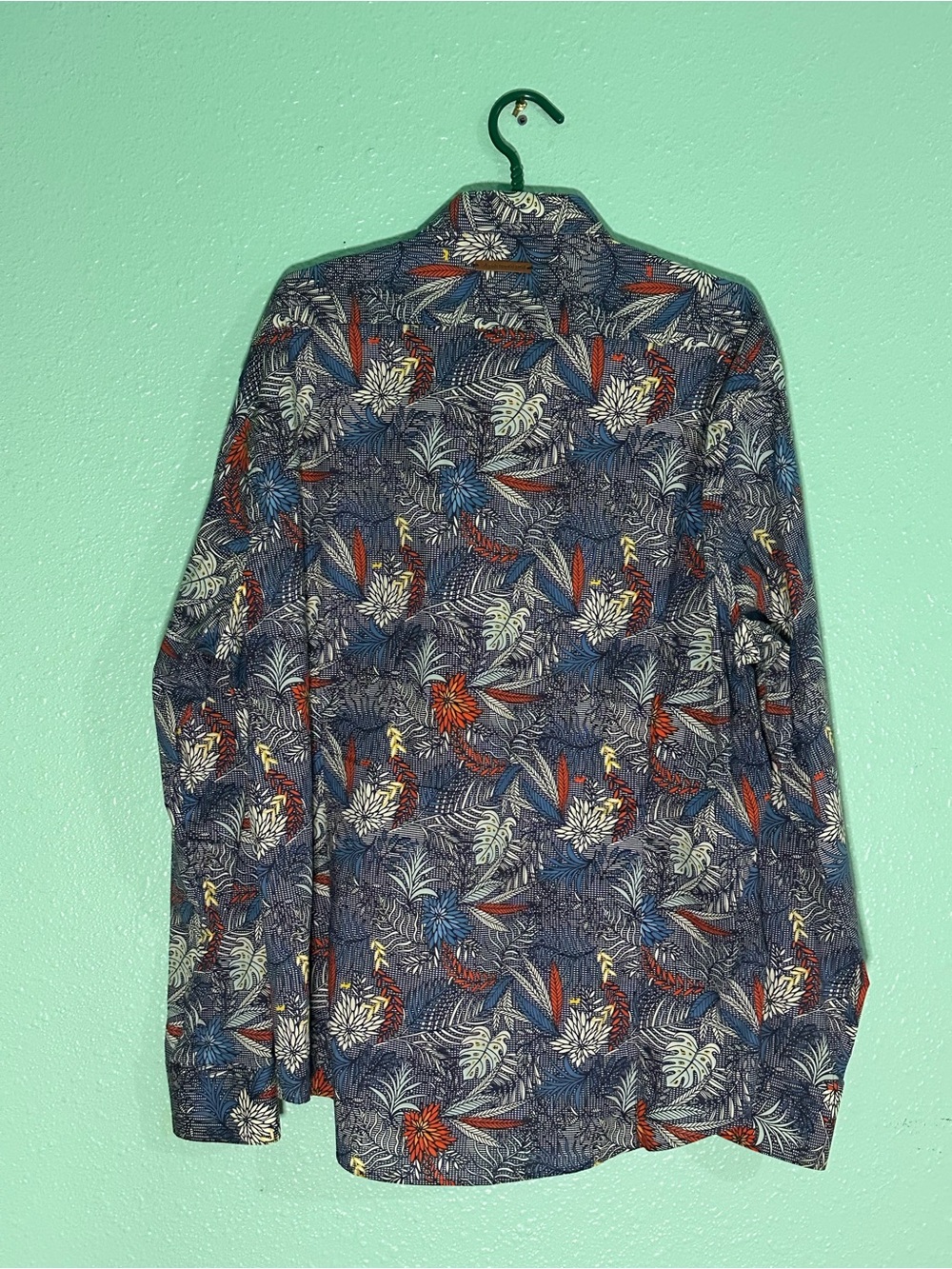 Men's Navy Floral-Print Lightweight Shirt Jacket
